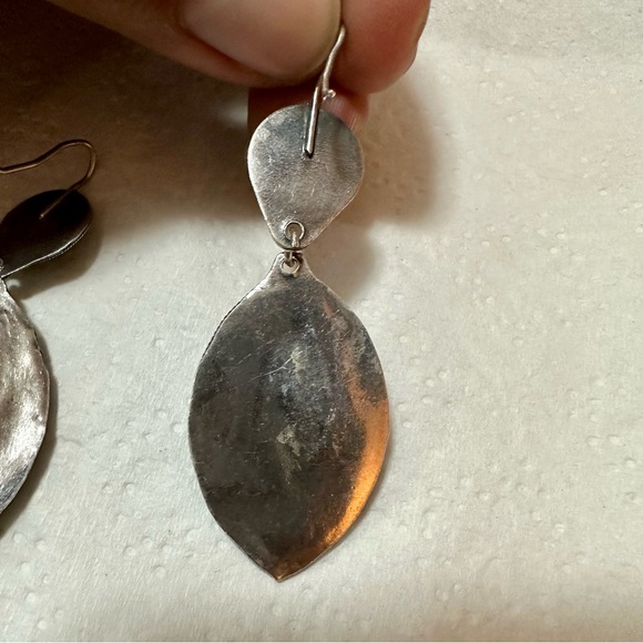 Sterling Silver Native Tiger's Eye Drop Earrings - Gold Brown Gemstones vintage - Picture 5 of 7